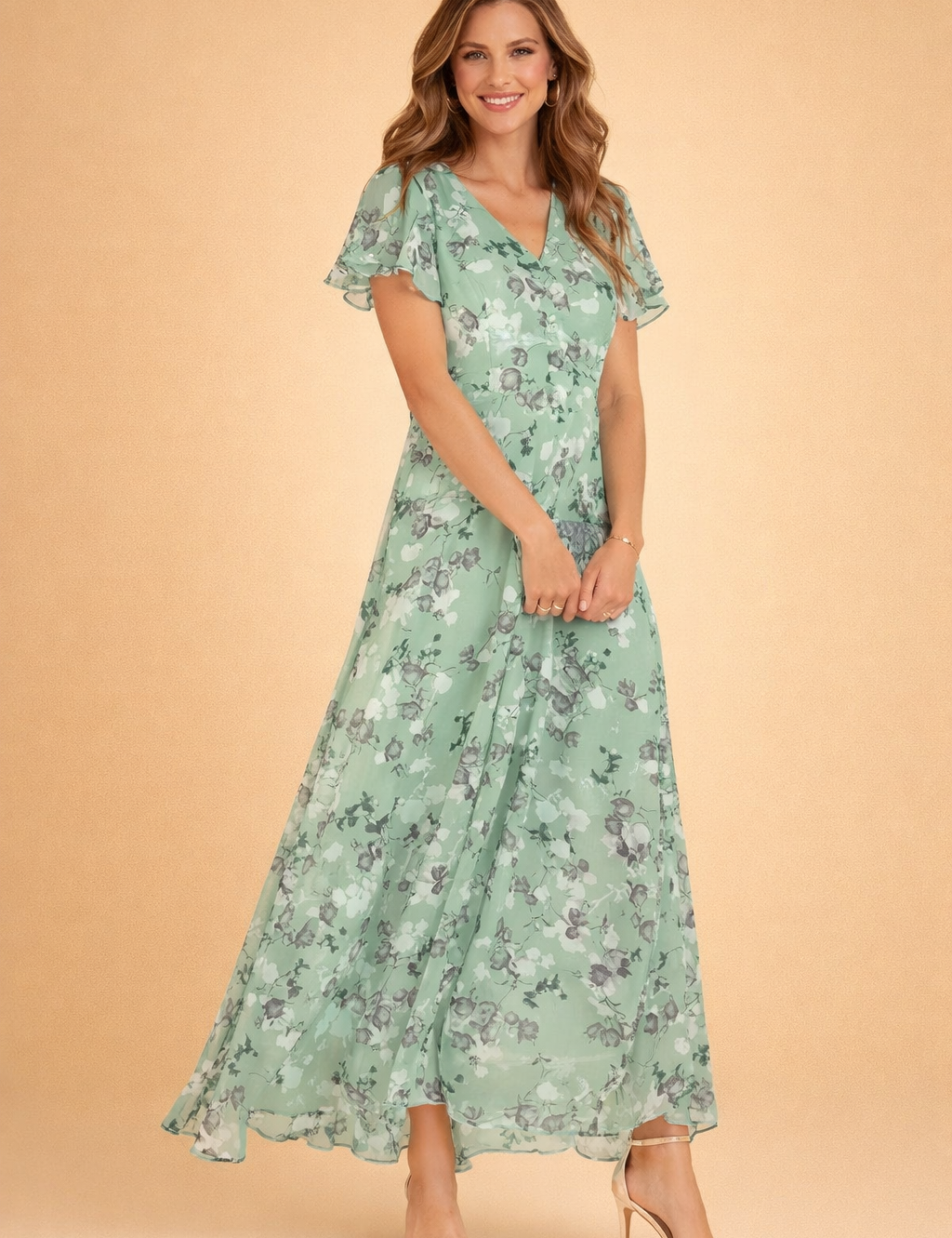 Abito Cerimonia Donna Midi Elegante Floreale - Vestiti Eleganti per Occasioni Speciali 3