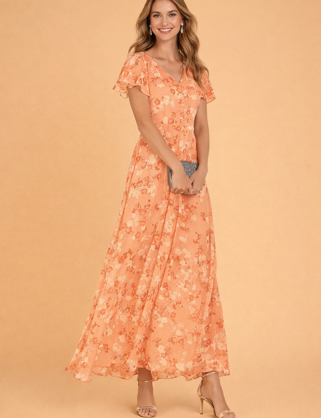 Abito Cerimonia Donna Midi Elegante Floreale - Vestiti Eleganti per Occasioni Speciali 5