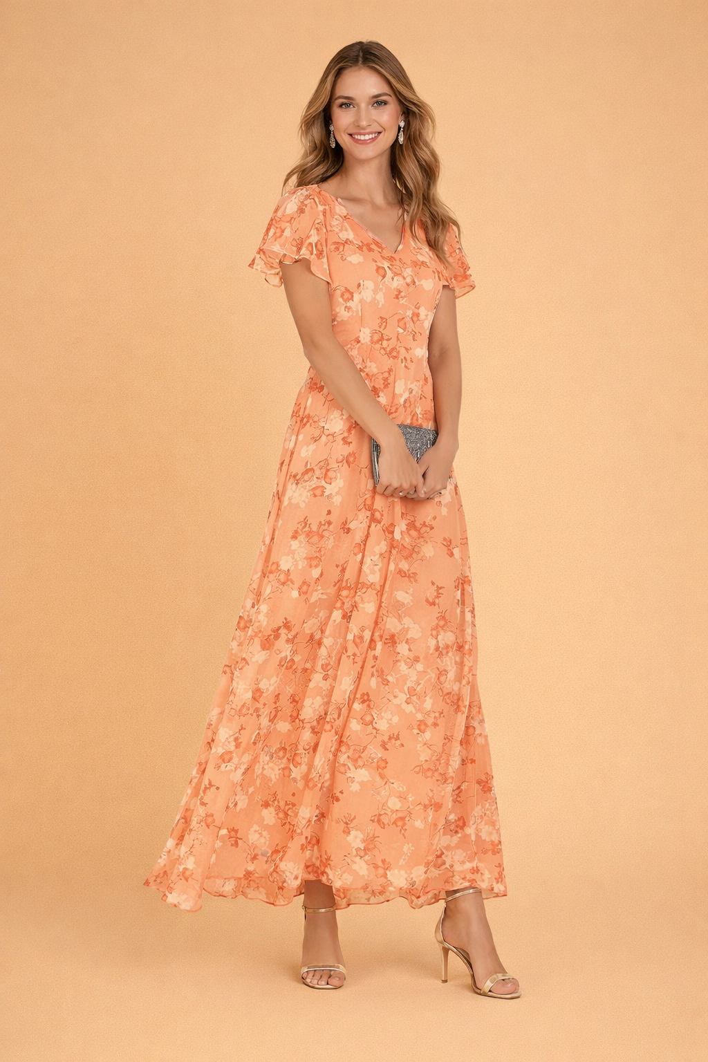 Abito Cerimonia Donna Midi Elegante Floreale - Vestiti Eleganti per Occasioni Speciali 5