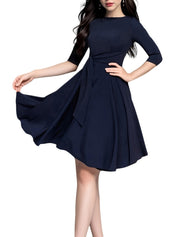 Abito Cerimonia Donna Midi Elegante con Fiocco, Vestibilità Slim e Stile Classico per Occasioni Speciali 0
