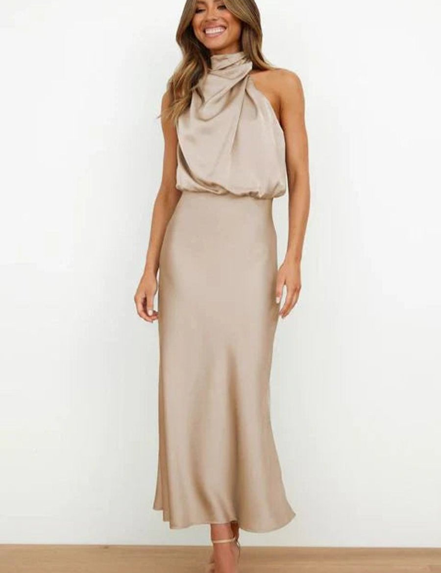 Abito Da Cocktail Donna Midi Elegante Con Spalle Scoperte E Drappeggio Asimmetrico Per Eventi Speciali 1