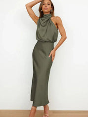 Abito Da Cocktail Donna Midi Elegante Con Spalle Scoperte E Drappeggio Asimmetrico Per Eventi Speciali 2