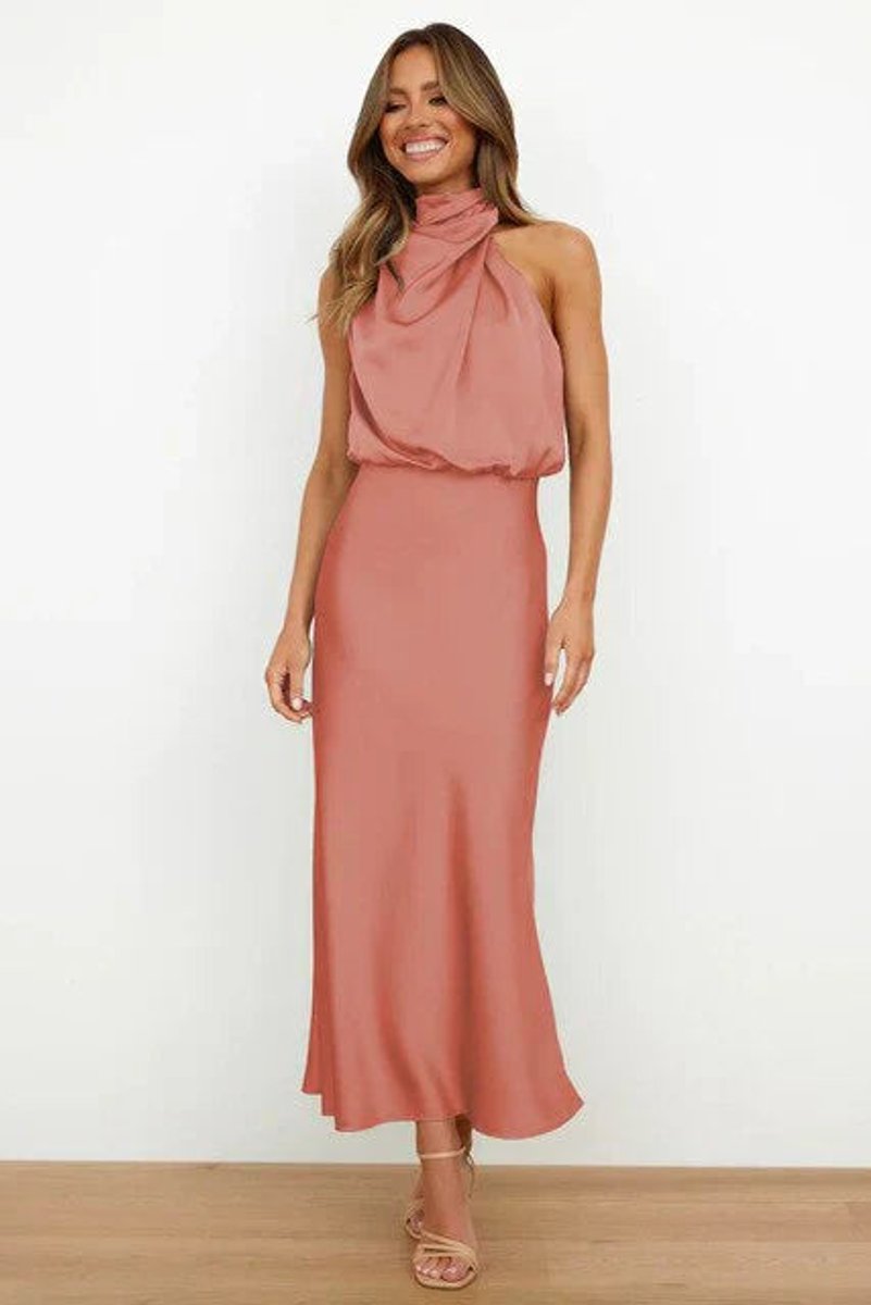 Abito Da Cocktail Donna Midi Elegante Con Spalle Scoperte E Drappeggio Asimmetrico Per Eventi Speciali 3