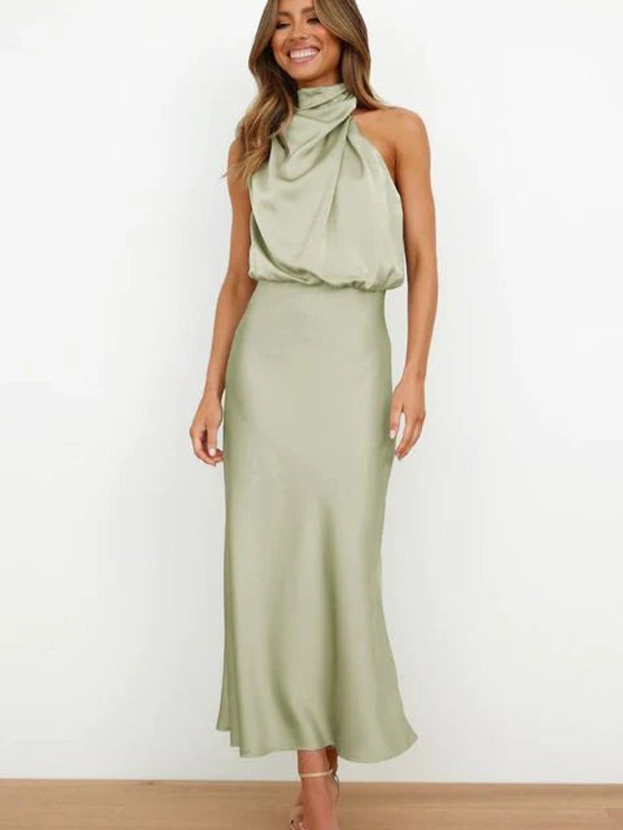 Abito Da Cocktail Donna Midi Elegante Con Spalle Scoperte E Drappeggio Asimmetrico Per Eventi Speciali 6