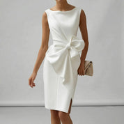 Abito Da Cocktail Donna Midi Elegante Senza Maniche Con Fiocco Per Matrimoni E Feste 4