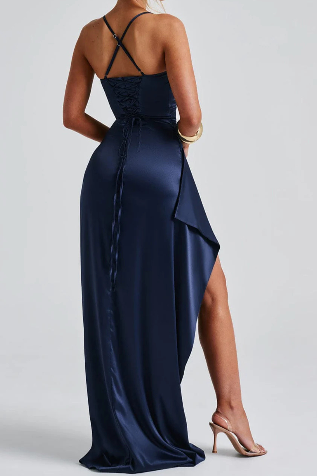Abito Da Donna Elegante Con Maxi Spacco Alto E Spalline Sottili - Abiti Cerimonia Donna Per Eventi Formali 2