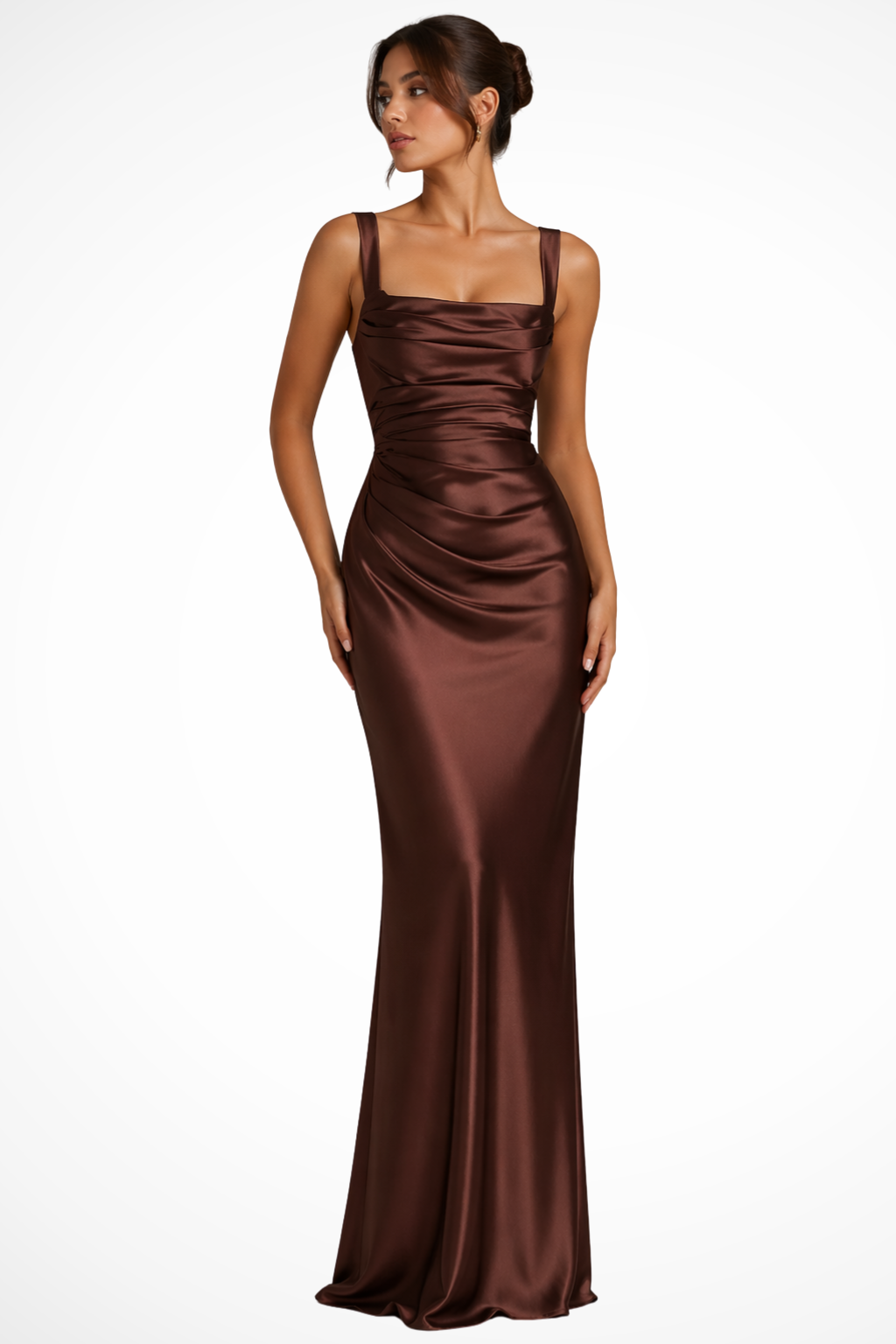 Abito Da Donna Elegante Maxi Con Scollo Quadrato E Volant Per Cerimonie E Eventi Formali 2