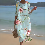 Abito Donna Elegante Estivo Stampa Floreale Casual Raffinato 0