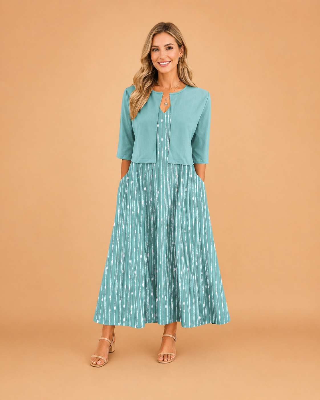 Abito Donna Elegante Floreale Midi per Cerimonie e Eventi Estivi - Vestiti Cerimonia Donna 3