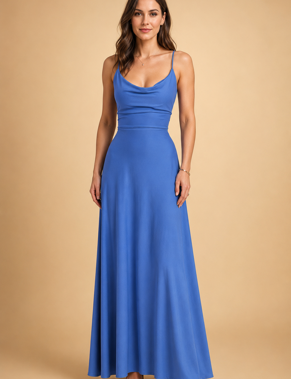 Abito Donna Elegante Maxi Scollo a V e Vita Alta - Vestiti Cerimonia Donna per Occasioni Speciali 2