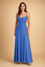 Abito Donna Elegante Maxi Scollo a V e Vita Alta - Vestiti Cerimonia Donna per Occasioni Speciali 2