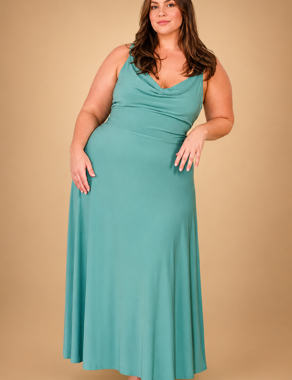 Abito Donna Elegante Maxi Scollo a V e Vita Alta - Vestiti Cerimonia Donna per Occasioni Speciali 4
