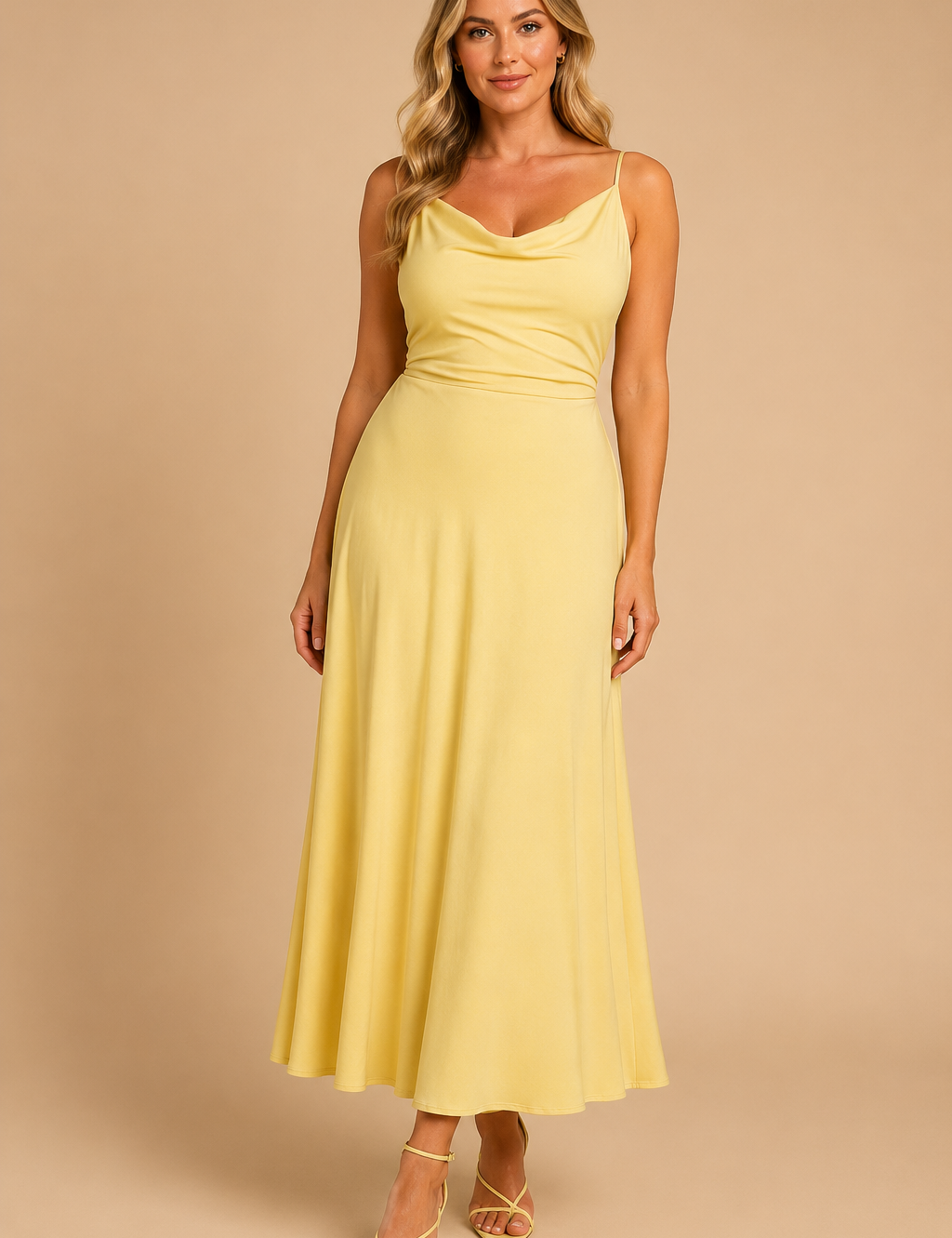 Abito Donna Elegante Maxi Scollo a V e Vita Alta - Vestiti Cerimonia Donna per Occasioni Speciali 6