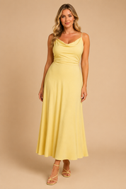 Abito Donna Elegante Maxi Scollo a V e Vita Alta - Vestiti Cerimonia Donna per Occasioni Speciali 6