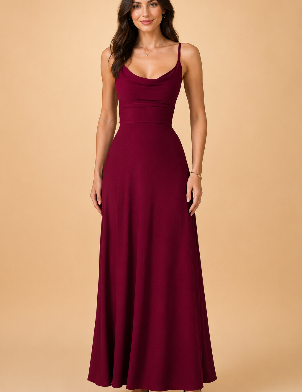 Abito Donna Elegante Maxi Scollo a V e Vita Alta - Vestiti Cerimonia Donna per Occasioni Speciali 7