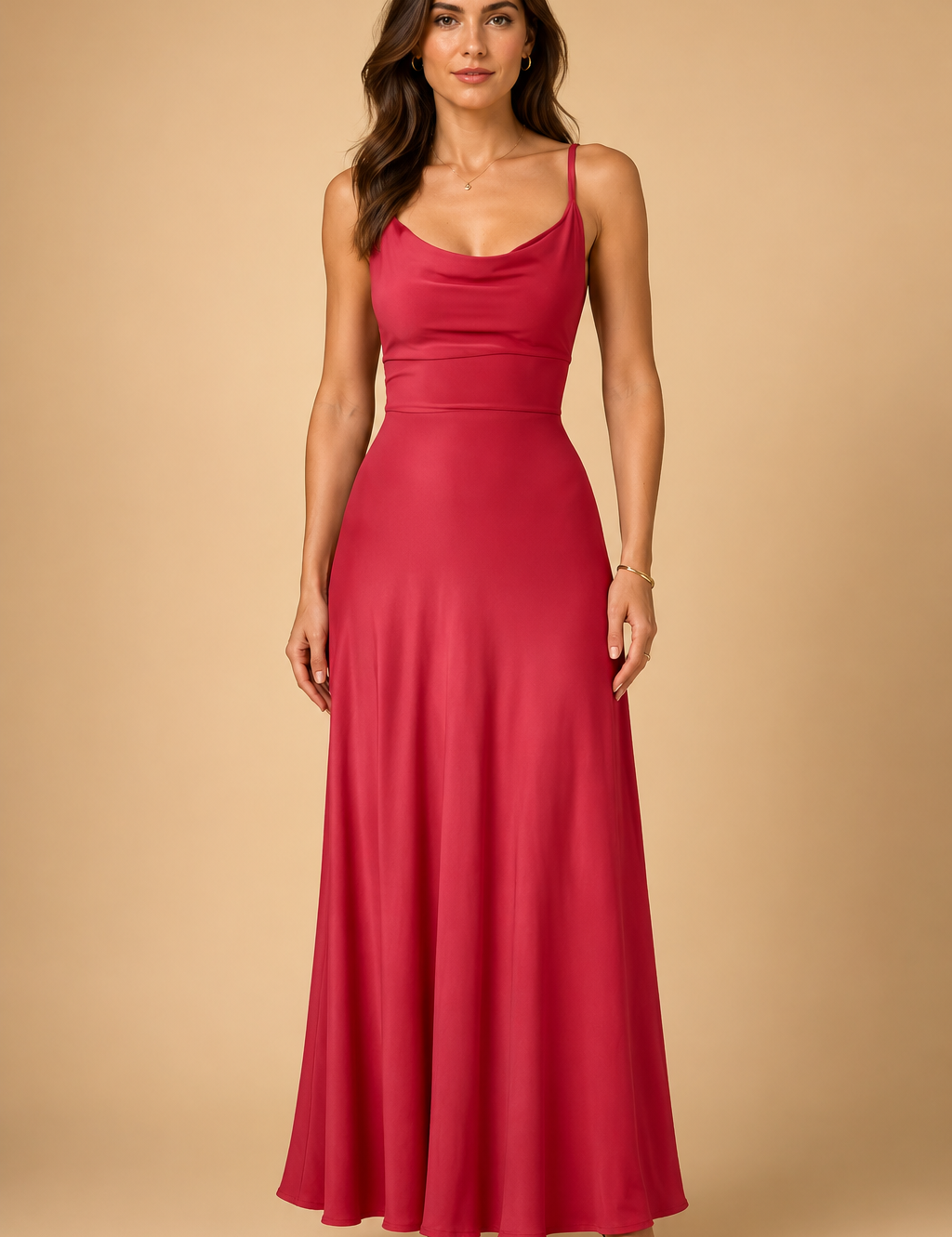 Abito Donna Elegante Maxi Scollo a V e Vita Alta - Vestiti Cerimonia Donna per Occasioni Speciali 8