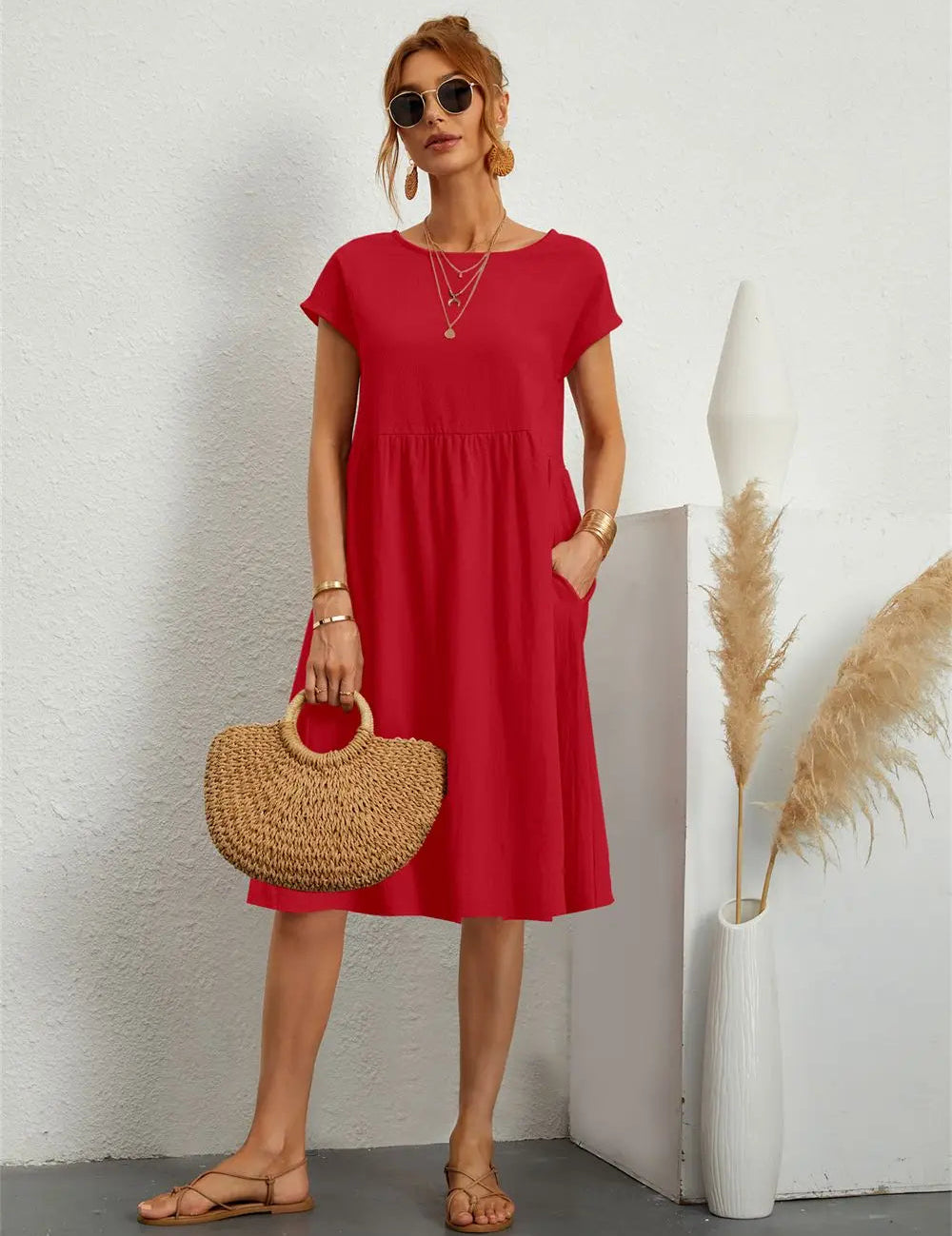 Abito Donna Estivo Elegante con Tasche Pratiche - Vestiti Eleganti Donna per Stile Quotidiano 1