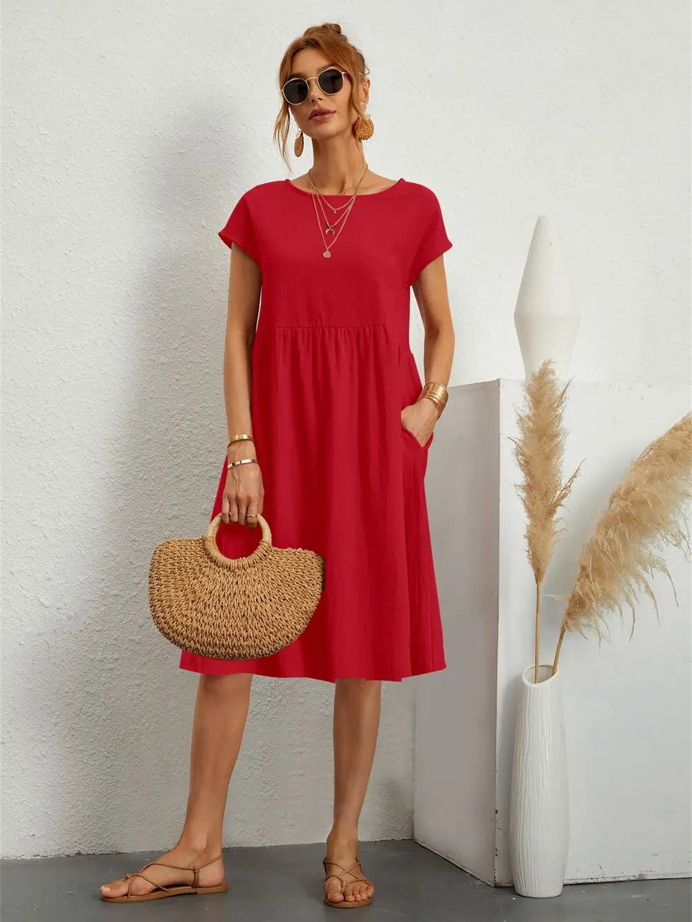 Abito Donna Estivo Elegante con Tasche Pratiche - Vestiti Eleganti Donna per Stile Quotidiano 1