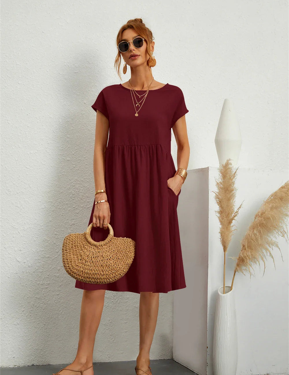 Abito Donna Estivo Elegante con Tasche Pratiche - Vestiti Eleganti Donna per Stile Quotidiano 10