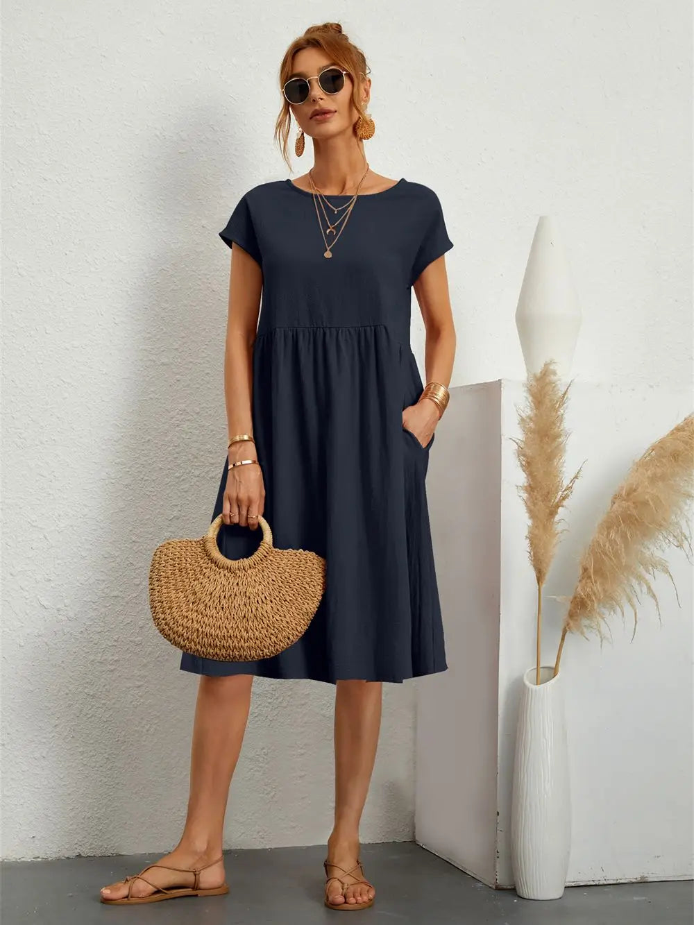 Abito Donna Estivo Elegante con Tasche Pratiche - Vestiti Eleganti Donna per Stile Quotidiano 5