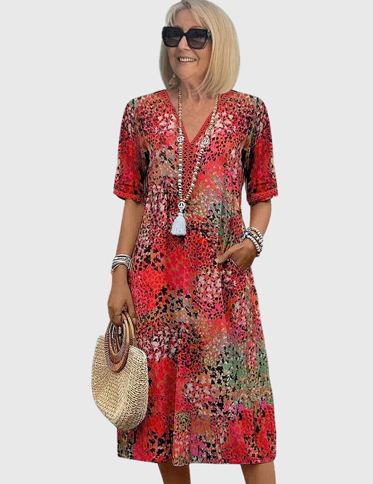 Abito Donna Longuette Floreale Elegante per Cerimonia - Vestiti Eleganti Donna e Abbigliamento Donna Chic 1