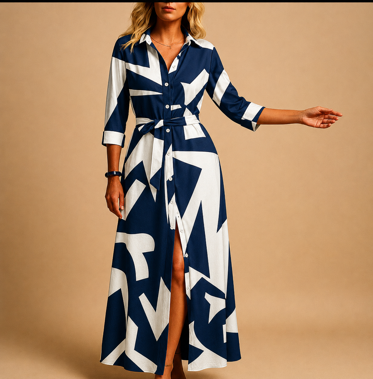 Abito Donna Lungo Elegante Estivo con Maniche Corte - Vestiti Eleganti per Occasioni Casual e Estive 4
