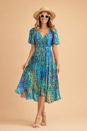 Abito Donna Midi Blu Elegante, Vestito Cerimonia Versatile per Occasioni Speciali 1