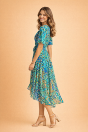 Abito Donna Midi Blu Elegante, Vestito Cerimonia Versatile per Occasioni Speciali 2