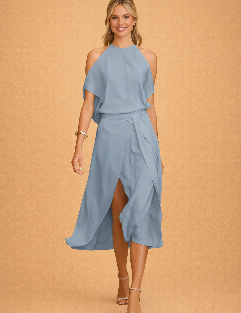 Abito Donna Midi Elegante Spalle Scoperte Casual Estivo - Vestiti Eleganti Donna per Occasioni Informali 0