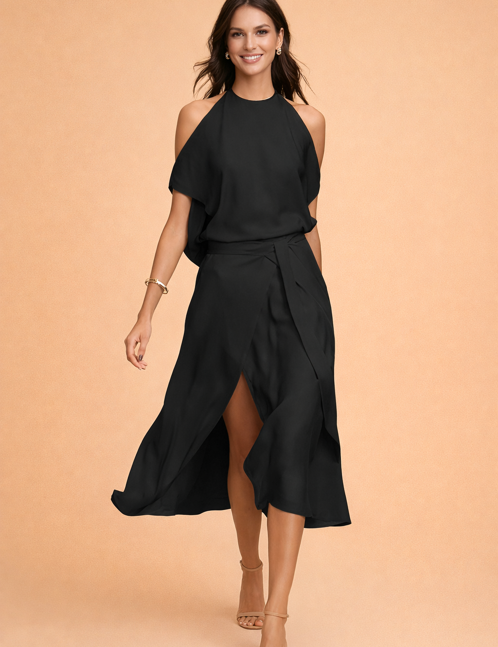 Abito Donna Midi Elegante Spalle Scoperte Casual Estivo - Vestiti Eleganti Donna per Occasioni Informali 1