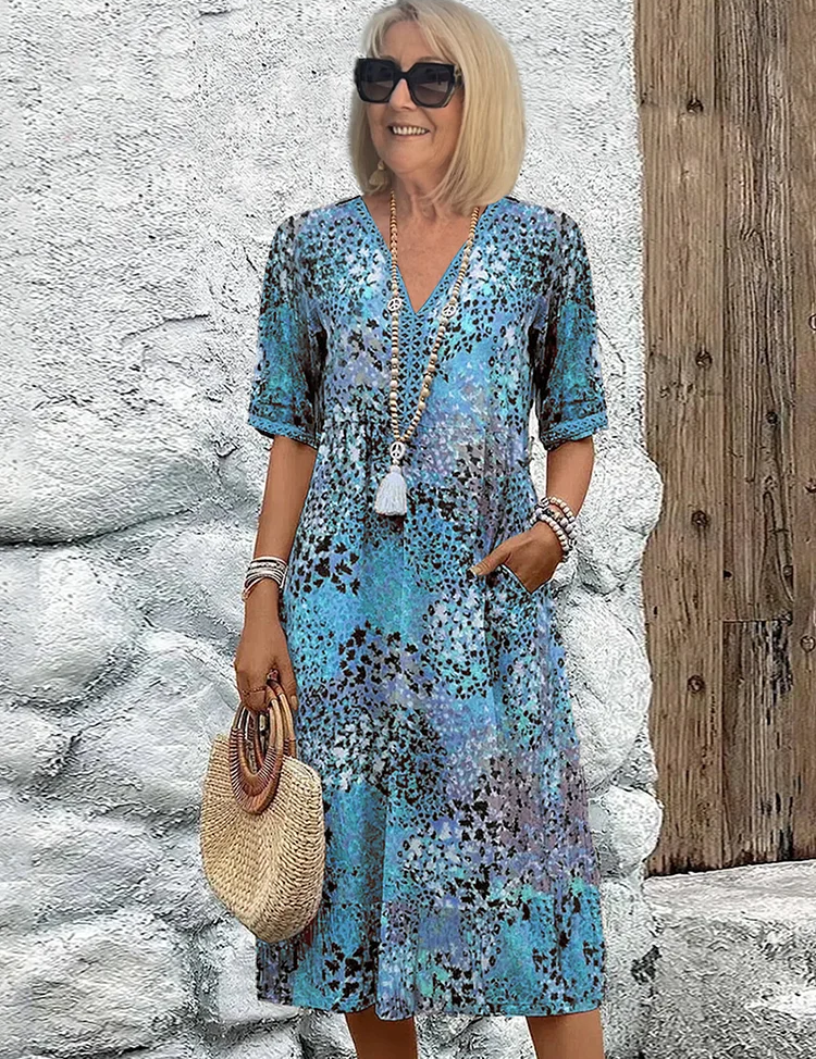 Abito Donna Midi Floreale Elegante per Cerimonia - Vestito Estivo Raffinato e Lusinghiero 2
