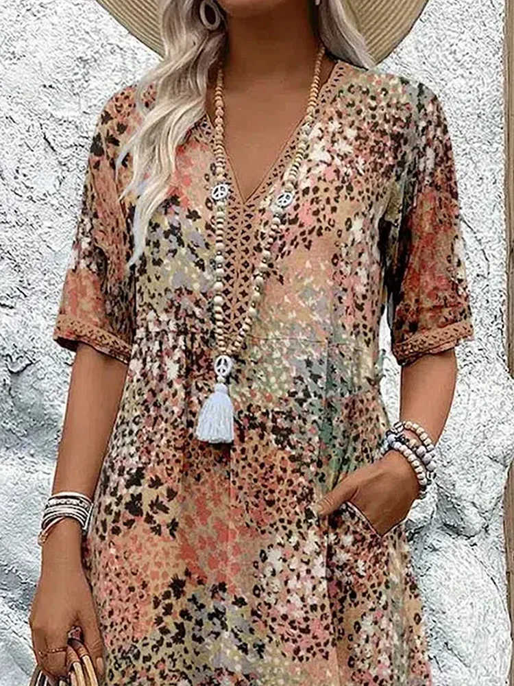 Abito Donna Midi Floreale Elegante per Cerimonia - Vestito Estivo Raffinato e Lusinghiero 6
