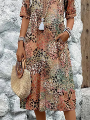 Abito Donna Midi Floreale Elegante per Cerimonia - Vestito Estivo Raffinato e Lusinghiero 7