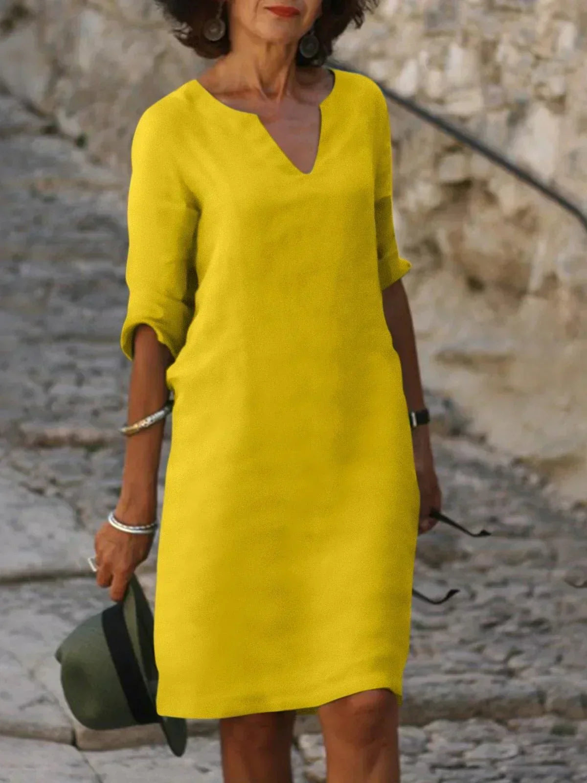 Abito Elegante Donna Scollo a V Vestibilità Morbida Raffinato per Eventi e Uso Quotidiano 7