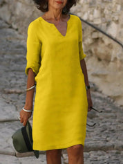 Abito Elegante Donna Scollo a V Vestibilità Morbida Raffinato per Eventi e Uso Quotidiano 7