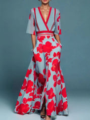 Abito Elegante Donna con Scollatura a V e Vita Definita 0
