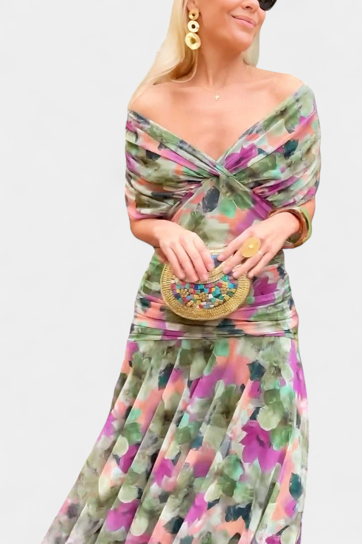 Abito Elegante Lungo con Stampa Floreale per Donne - Look Raffinato e Femminile 5