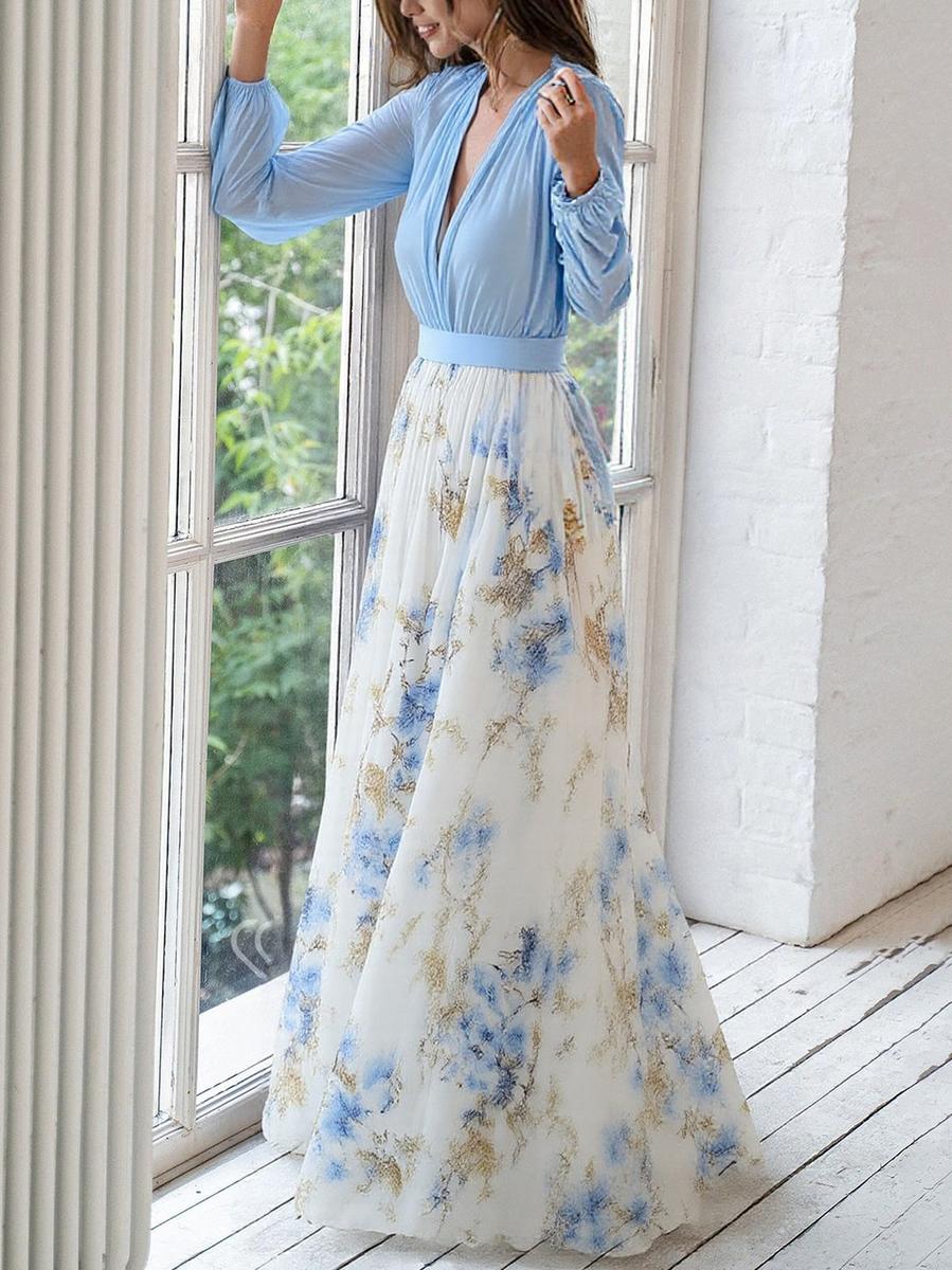 Abito Estivo Lungo Donna Stampa Floreale Elegante Casual Leggero 1