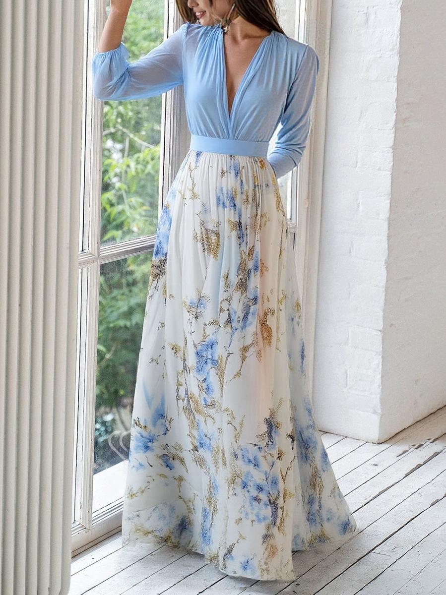 Abito Estivo Lungo Donna Stampa Floreale Elegante Casual Leggero 2