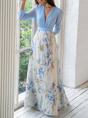 Abito Estivo Lungo Donna Stampa Floreale Elegante Casual Leggero 2