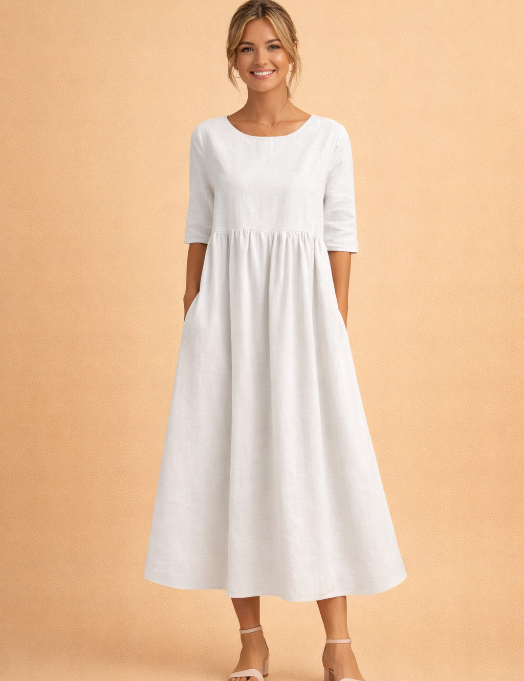 Abito Estivo Midi Donna Elegante Plissettato Versatile per Occasioni Casual e Formali 0