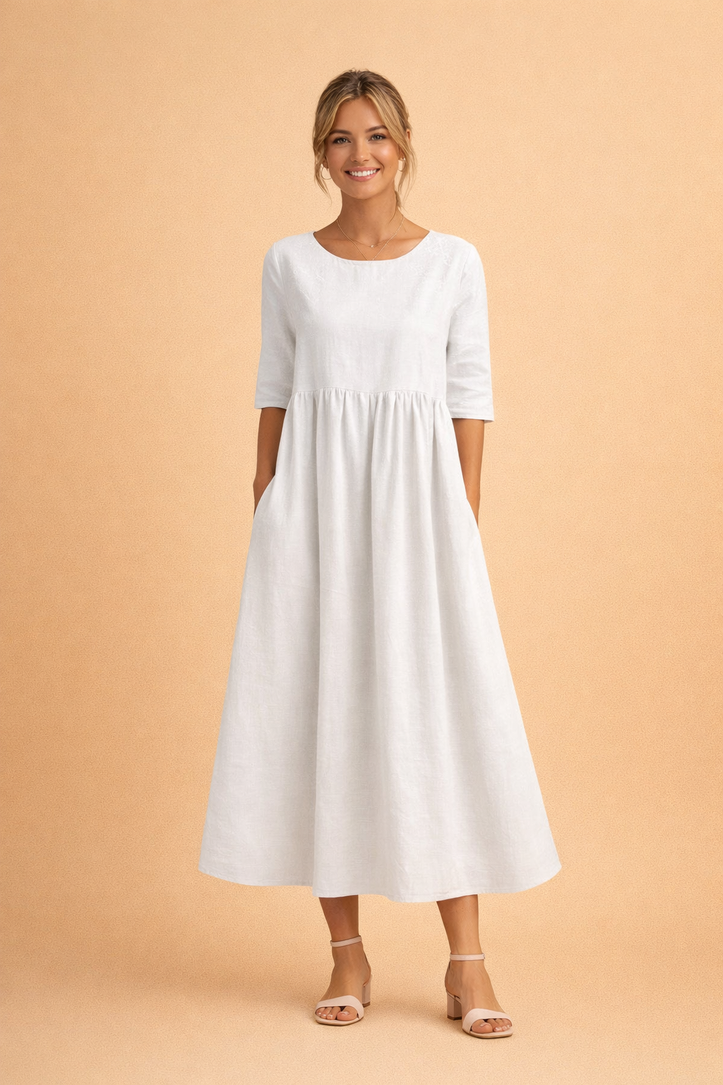 Abito Estivo Midi Donna Elegante Plissettato Versatile per Occasioni Casual e Formali 0