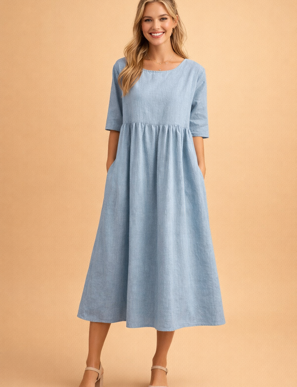 Abito Estivo Midi Donna Elegante Plissettato Versatile per Occasioni Casual e Formali 1