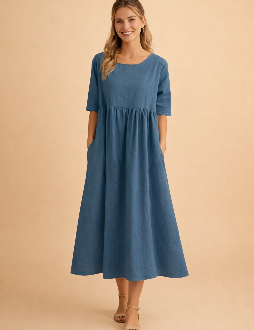 Abito Estivo Midi Donna Elegante Plissettato Versatile per Occasioni Casual e Formali 2