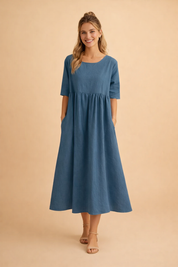 Abito Estivo Midi Donna Elegante Plissettato Versatile per Occasioni Casual e Formali 2