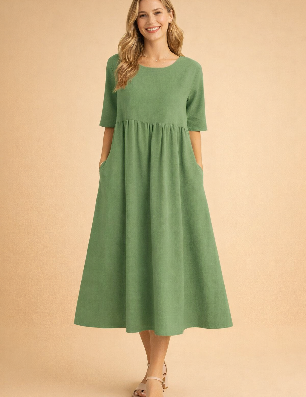 Abito Estivo Midi Donna Elegante Plissettato Versatile per Occasioni Casual e Formali 3