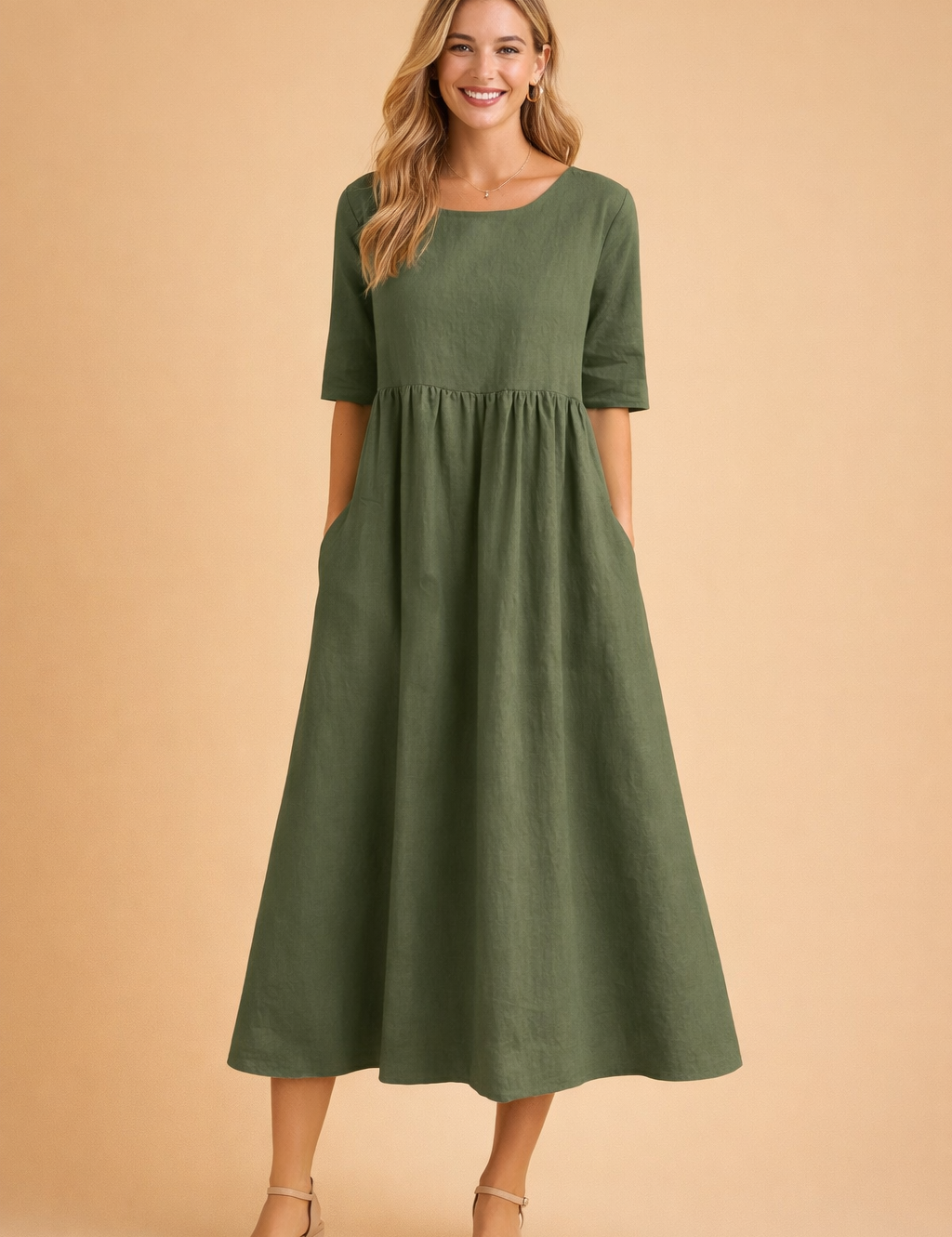 Abito Estivo Midi Donna Elegante Plissettato Versatile per Occasioni Casual e Formali 4