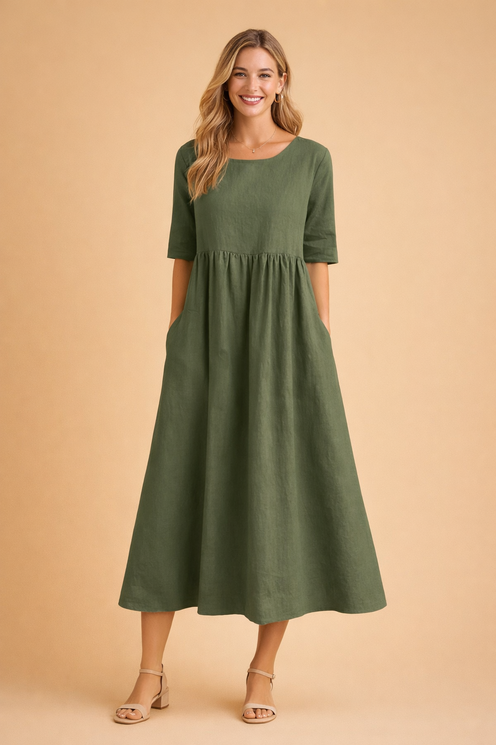 Abito Estivo Midi Donna Elegante Plissettato Versatile per Occasioni Casual e Formali 4