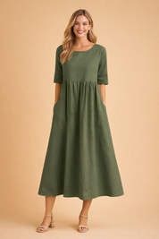 Abito Estivo Midi Donna Elegante Plissettato Versatile per Occasioni Casual e Formali 4