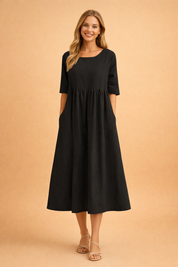 Abito Estivo Midi Donna Elegante Plissettato Versatile per Occasioni Casual e Formali 5